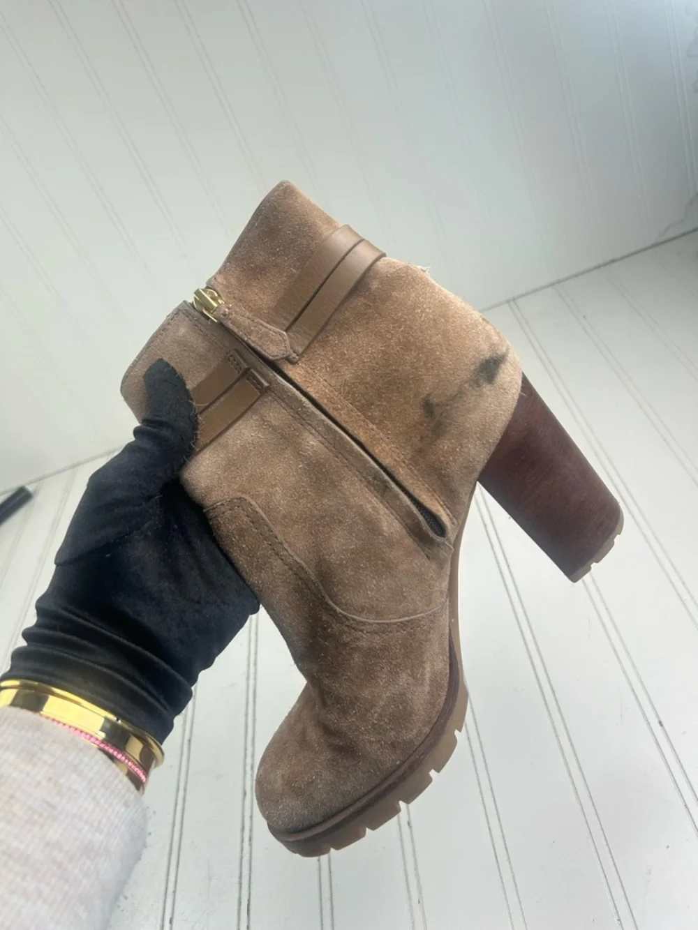 Tory Burch Brown Leigh Suede Lug Sole Booties Women’s Size 7 $400
